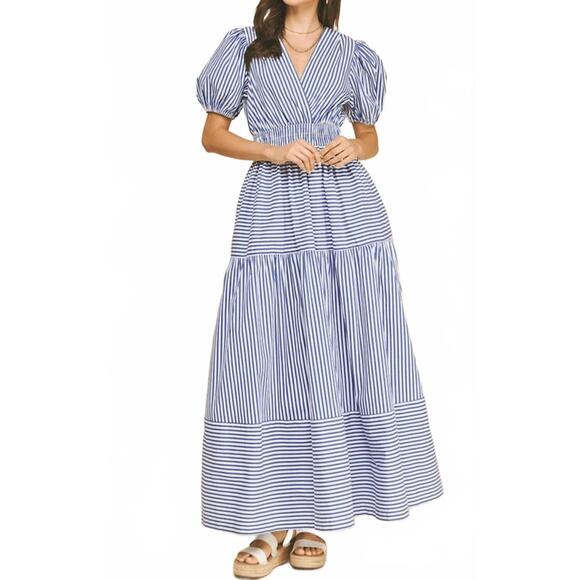 PINCH Dresses & Skirts - NEW PINCH striped tiered maxi dress in blue